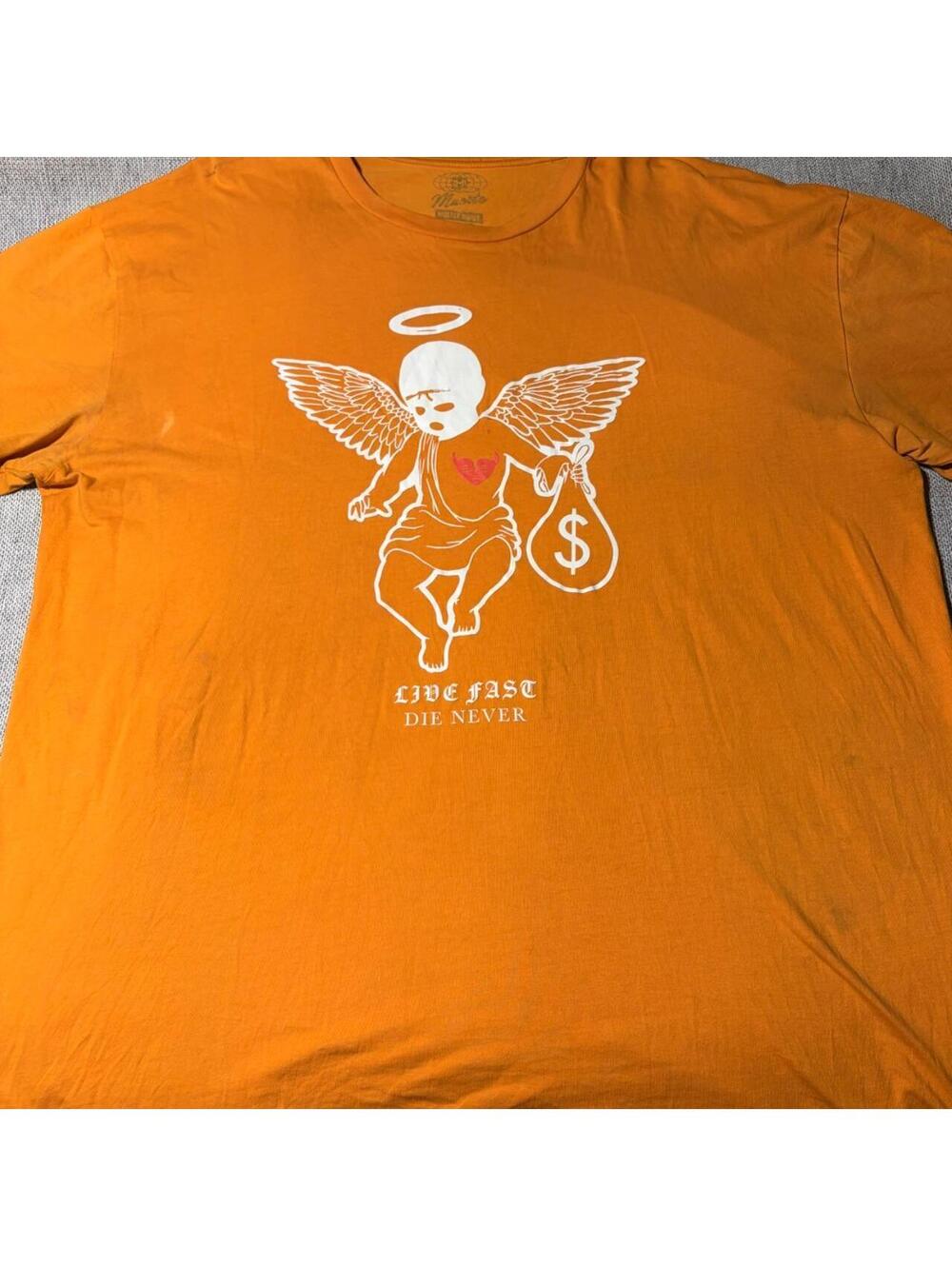 Orange Angel Graphic Tee Live Fast Die Never - 0207